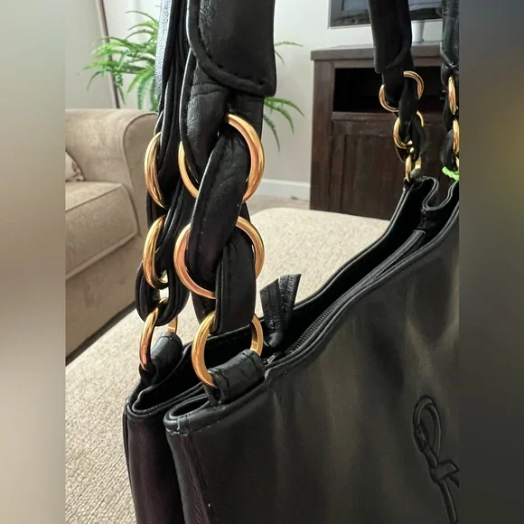 Roberta Di Camerino Black Leather Shoulder Purse ITALY - Picture 9 of 16